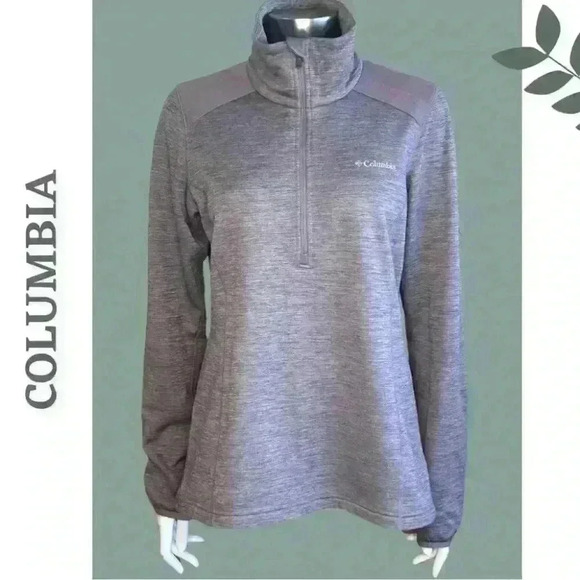 Columbia Fleece Hoodie 1/4 Zipper Front Shoulder Conteast Overlay Purple Small - Picture 1 of 7